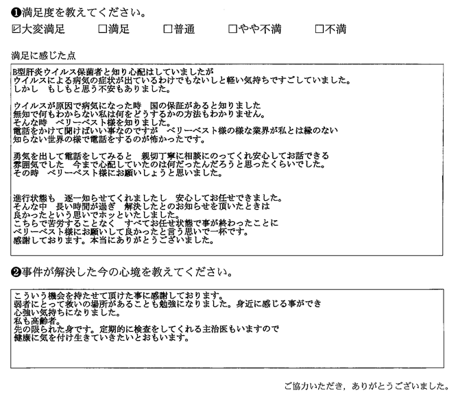 親切丁寧に相談に乗ってくれ安心してお話しできる雰囲気でした